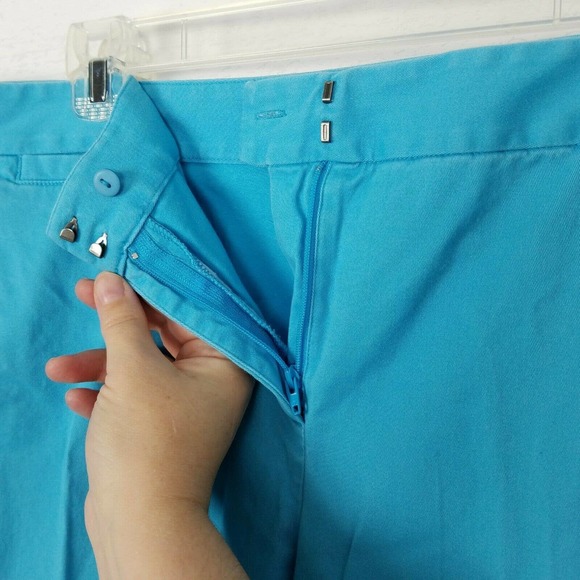 J. Jill Pants Capri Turquoise Blue 12 Slim Stretch Cotton Flat Front Crop 717228 - Picture 3 of 11